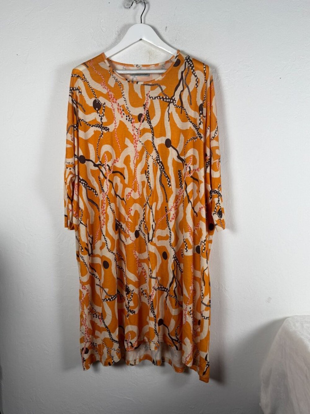 HENRIK VIBSKOV Womens Yellow Abstract Print Tunic Dress Art To Wear Lagenlook